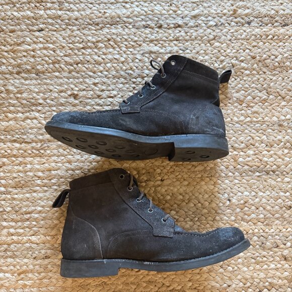 To Boot New York Adam Derrick Men’s Sz 8 Suede Leather Boots Charcoal Brown - Picture 4 of 11